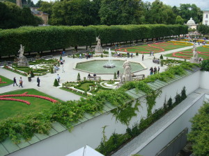 View of Mirabell Gardens from the Universität Mozarteum